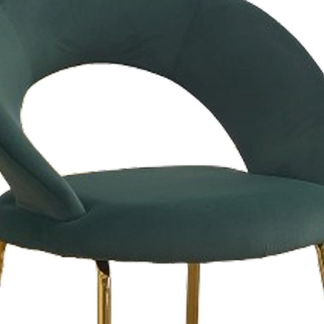 Green and Gold Velvet and Metal Curved Back Dining Side Chair HomeRoots