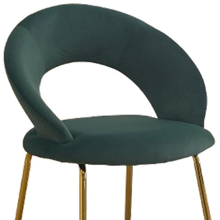 Green and Gold Velvet and Metal Curved Back Dining Side Chair