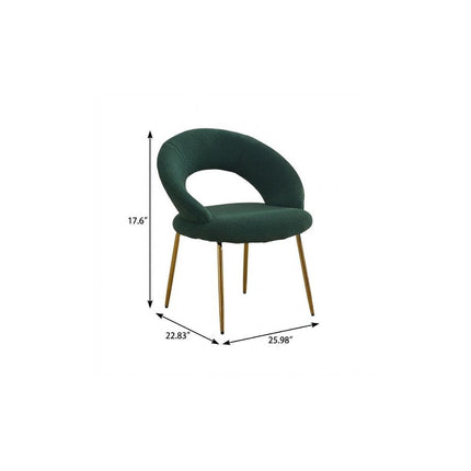 White and Gold Boucle and Metal Curved Back Dining Side Chair