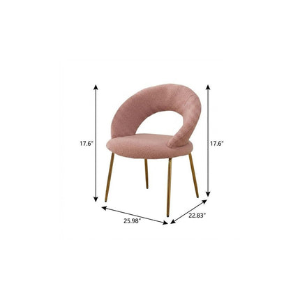White and Gold Boucle and Metal Curved Back Dining Side Chair
