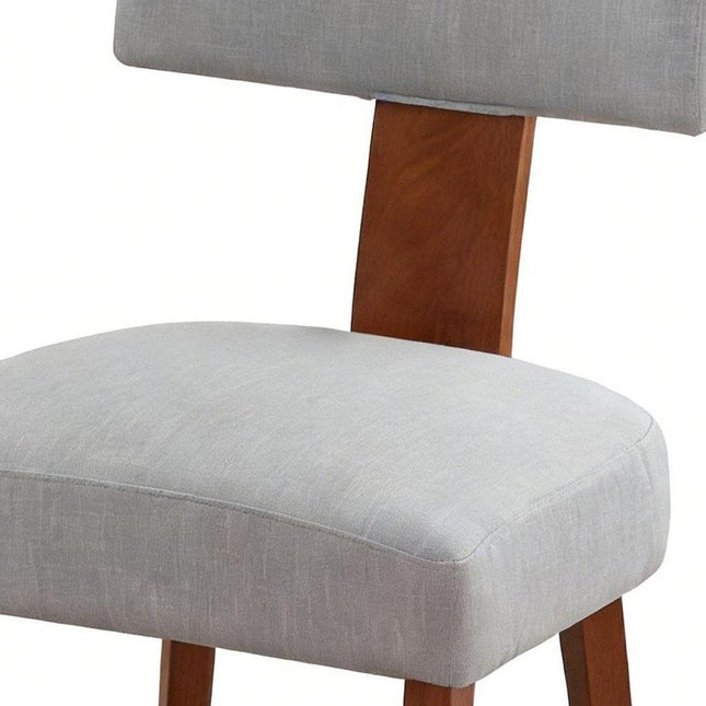 Set of Two Gray and Brown Linen and Solid Wood Dining Side Chairs HomeRoots