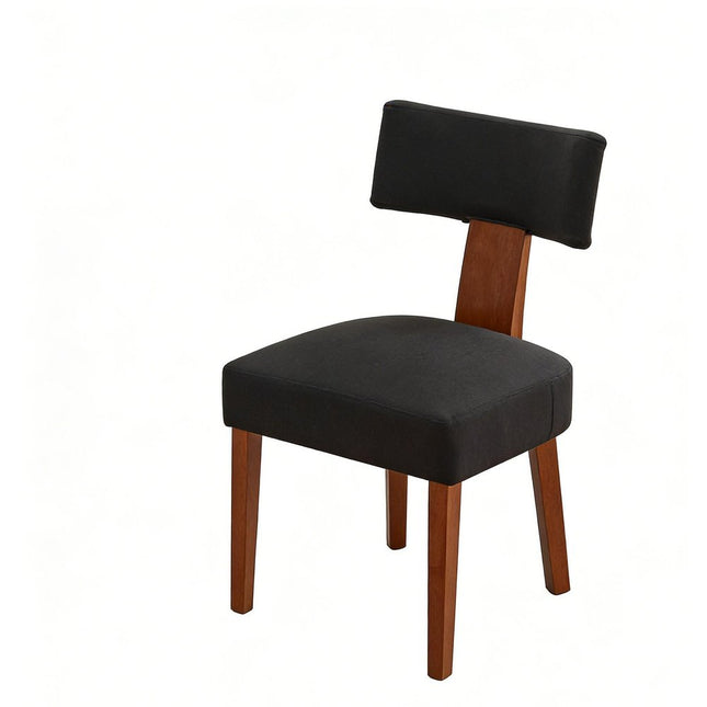 Set of Two Black and Brown Linen and Solid Wood Dining Side Chairs HomeRoots