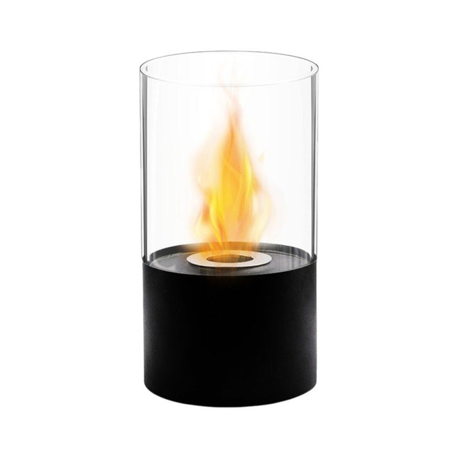 12" Black And Clear Metal And Glass BioEthanol Portable Tabletop Firepit HomeRoots