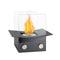 8" Black And Clear Metal And Glass BioEthanol Portable Tabletop Firepit HomeRoots