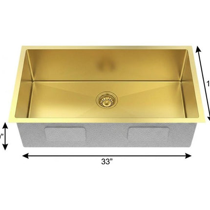 10" X 33" Gold Stainless Steel Undermount Kitchen Sink HomeRoots