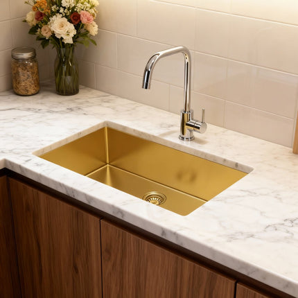 10" X 33" Gold Stainless Steel Undermount Kitchen Sink HomeRoots