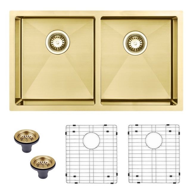 10" X 33" Gold Stainless Steel Undermount Kitchen Sink HomeRoots