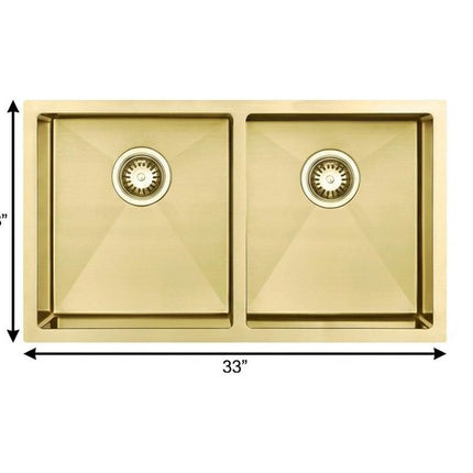 10" X 33" Gold Stainless Steel Undermount Kitchen Sink HomeRoots