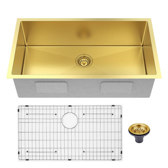 9" X 30" Gold Stainless Steel Undermount Kitchen Sink HomeRoots