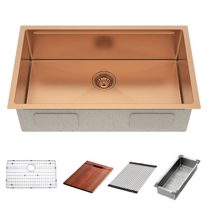 9" X 30" Gold Stainless Steel Undermount Kitchen Sink HomeRoots