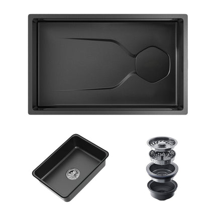 9" X 30" Black Stainless Steel Undermount Kitchen Sink HomeRoots