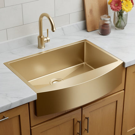 10" X 33" Gold Stainless Steel Undermount Kitchen Sink HomeRoots