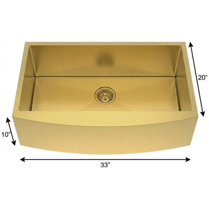 10" X 33" Gold Stainless Steel Undermount Kitchen Sink HomeRoots