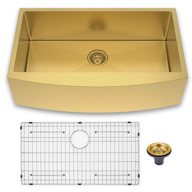 10" X 33" Gold Stainless Steel Undermount Kitchen Sink HomeRoots