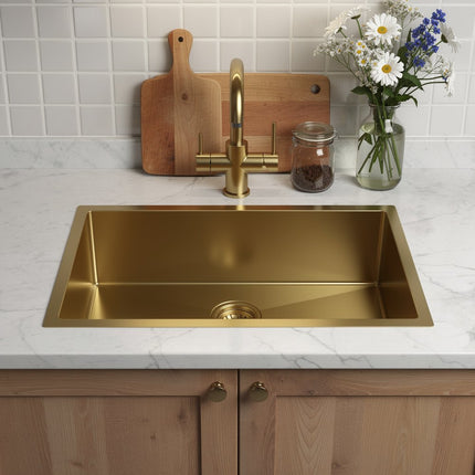 10" X 30" Gold Stainless Steel Undermount Kitchen Sink HomeRoots