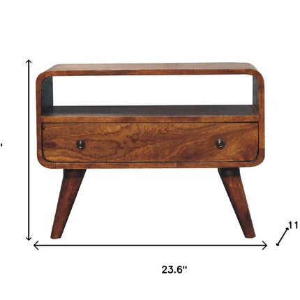 24" Brown Solid Wood Fireplace TV Stand HomeRoots