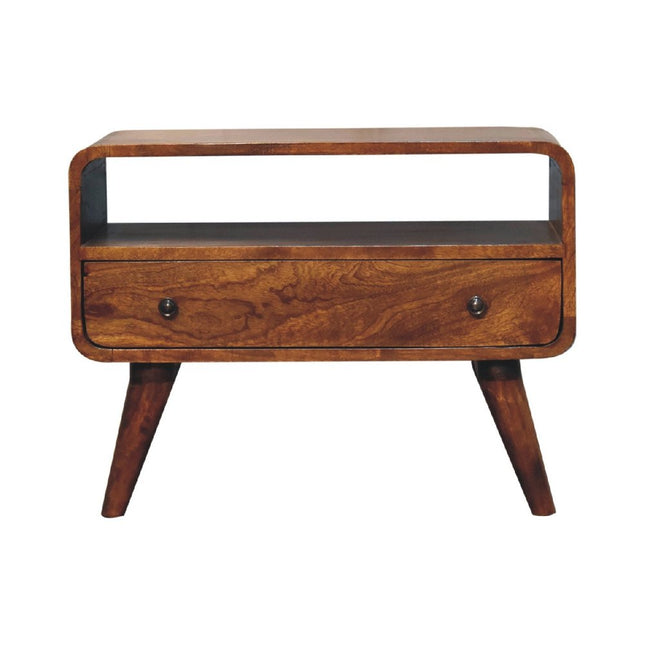 24" Brown Solid Wood Fireplace TV Stand HomeRoots