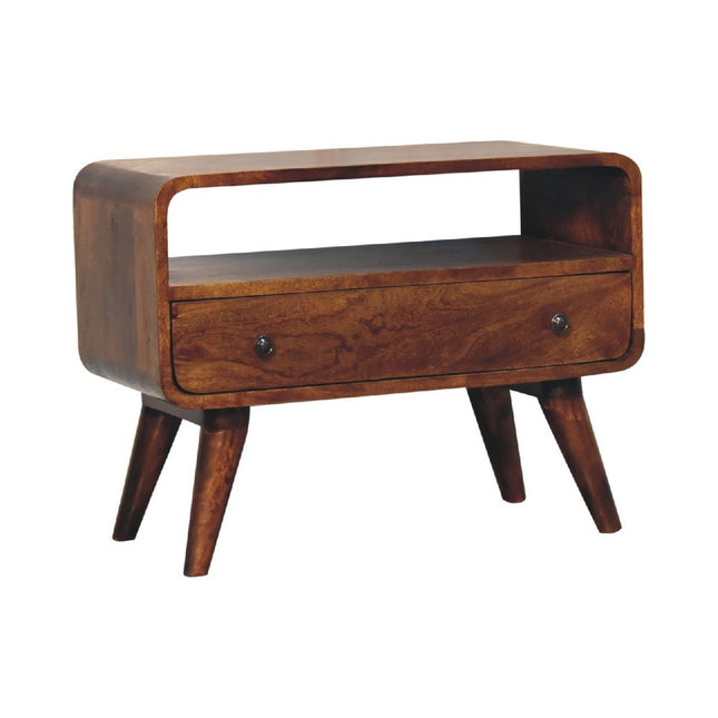 24" Brown Solid Wood Fireplace TV Stand HomeRoots