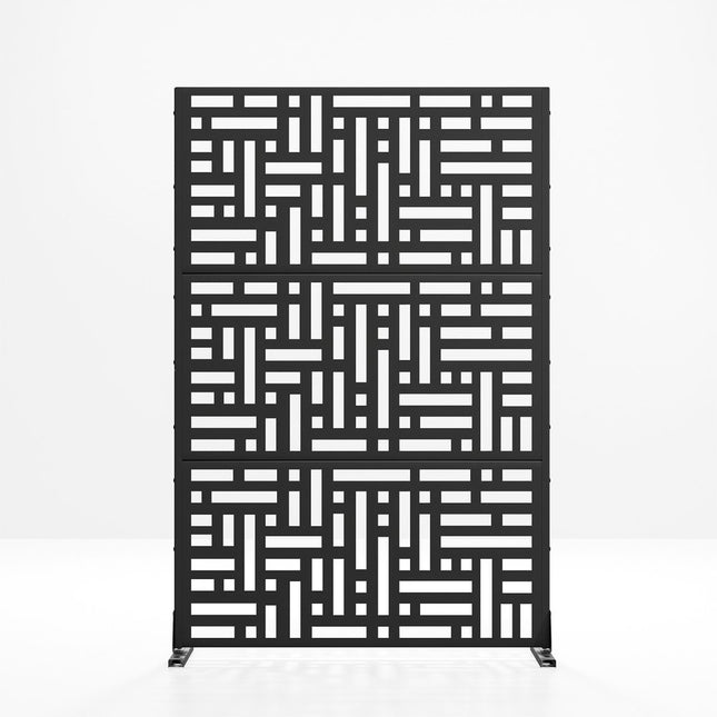 72" Black Steel Three Panel Screen Room Divider