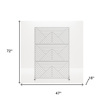 72" White Steel Three Panel Screen Room Divider