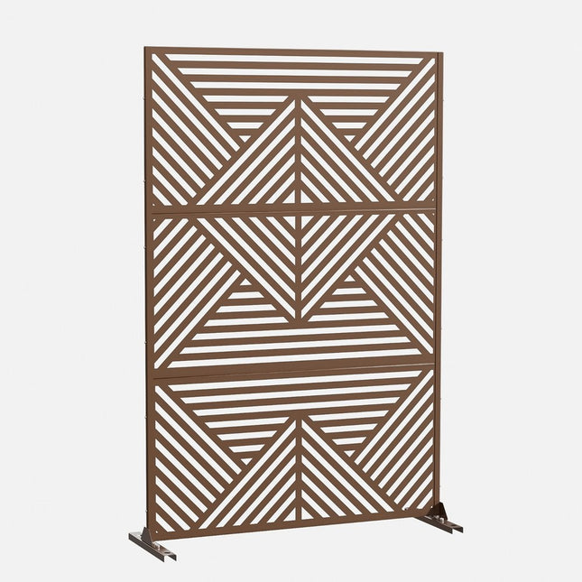 72" Brown Steel Three Panel Screen Room Divider