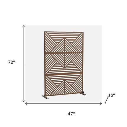 72" Brown Steel Three Panel Screen Room Divider