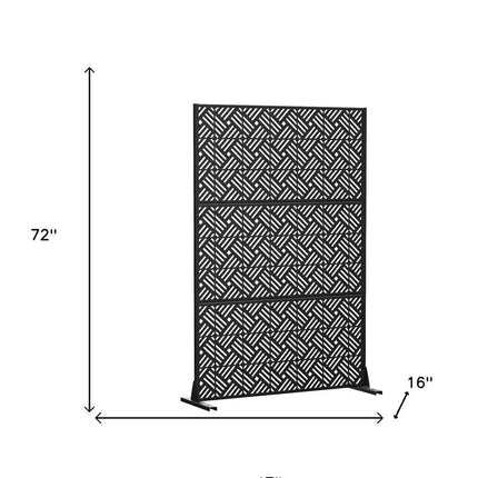 72" Black Steel Three Panel Screen Room Divider