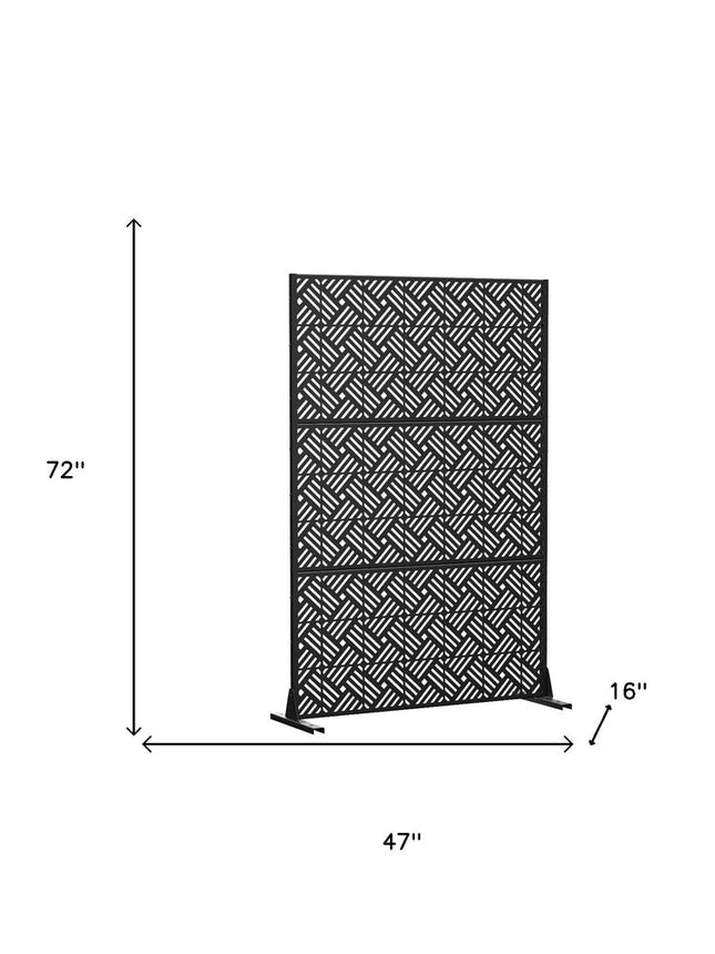 72" Black Steel Three Panel Screen Room Divider