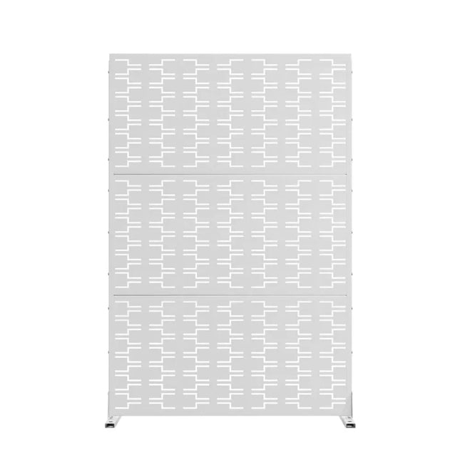 72" White Steel Three Panel Screen Room Divider HomeRoots