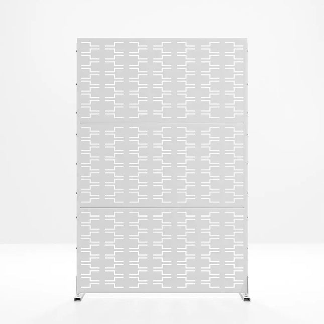 72" White Steel Three Panel Screen Room Divider HomeRoots