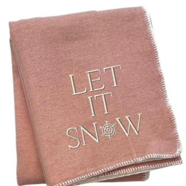 51" X 67" Pink And Cream Cotton Blend Let It Snow Plush Throw Blanket HomeRoots