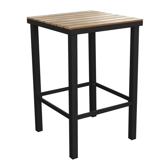 Five Piece Light Brown and Black Square Solid Wood Bar Height Dining Set with Four Chairs HomeRoots