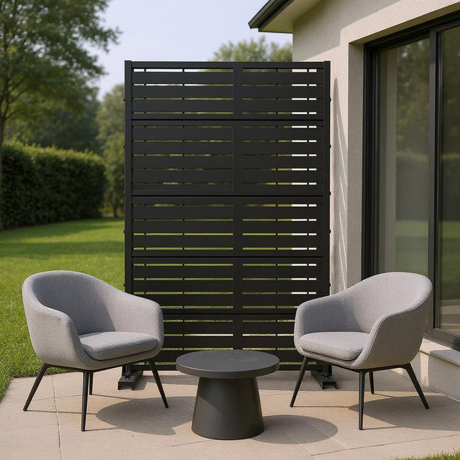 60" Black Steel Five Panel Screen Room Divider HomeRoots