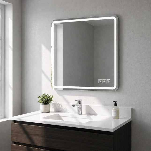 Square Lighted Frameless Anti Fog Bathroom Vanity Mirror HomeRoots
