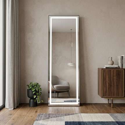65" Silver Lighted Wall Mount Or Freestanding Frameless Standing Mirror