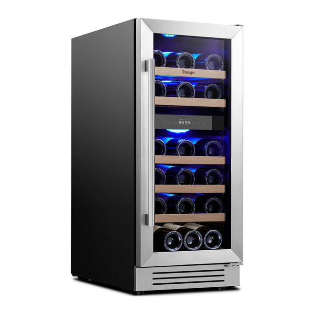 34" X 15" Silver Stainless Steel Dual Compartment Wine Refrigerator HomeRoots