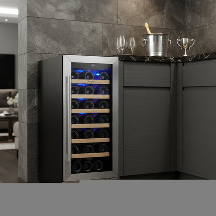 34" X 15" Silver Stainless Steel Single Compartment Wine Refrigerator HomeRoots