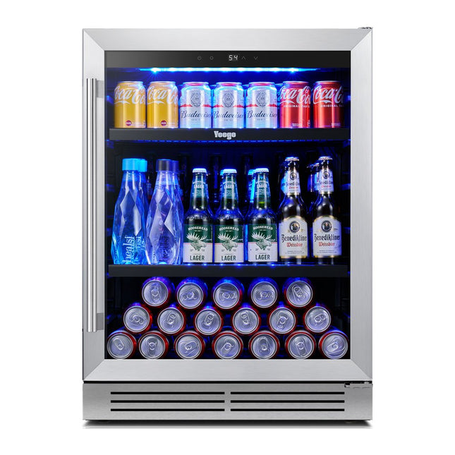 32" X 24" Silver Stainless Steel Single Compartment Can Beverage Refrigerator HomeRoots