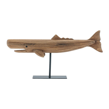 Set of Two Brown Metal Whale Statue HomeRoots