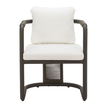 Set of Two Ivory and Black Slipcovered Upholstery Dining Arm Chairs