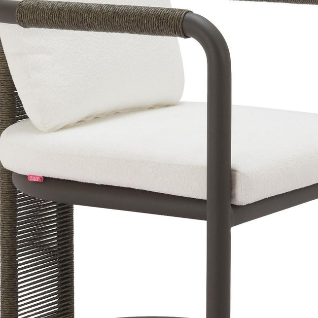 Set of Two Ivory and Black Slipcovered Upholstery Dining Arm Chairs
