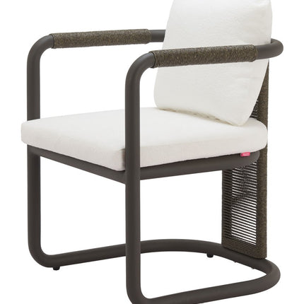 Set of Two Ivory and Black Slipcovered Upholstery Dining Arm Chairs