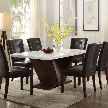 ACME 72120 Forbes Dining Table, White Marble & Walnut (1Set/2Ctn)