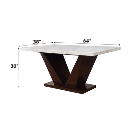 ACME 72120 Forbes Dining Table, White Marble & Walnut (1Set/2Ctn)
