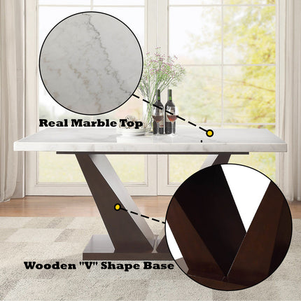ACME 72120 Forbes Dining Table, White Marble & Walnut (1Set/2Ctn)
