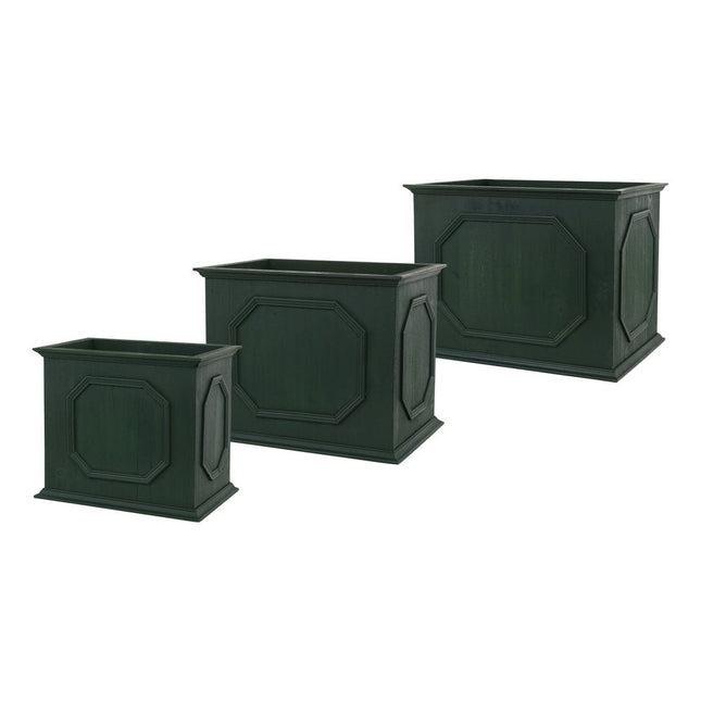 Set of Three Green Wood 107 Ounce Rectangular Planter Boxes HomeRoots