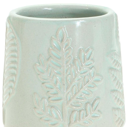 Set of Two Green And Tan Porcelain 3 Ounce Leaf Round Pot Planters HomeRoots