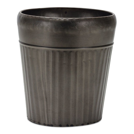 Set of Three Pewter Metal 12 Ounce Round Pot Planters HomeRoots