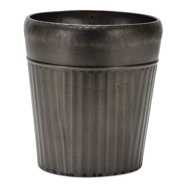 Set of Three Pewter Metal 12 Ounce Round Pot Planters HomeRoots