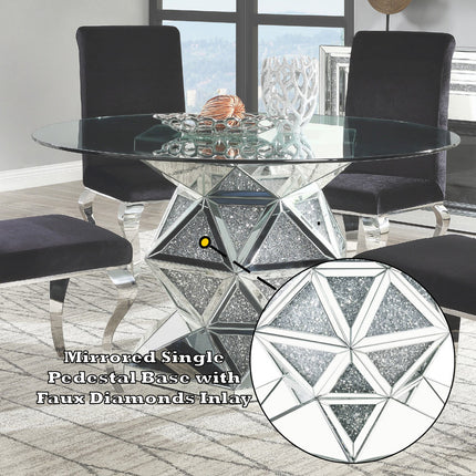 ACME 72145 Noralie Dining Table, Mirrored & Faux Diamonds